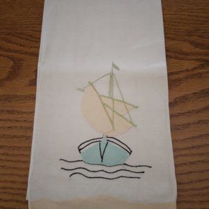 Handtowel, Blue Boat, Yellow sail, 16" x 22"